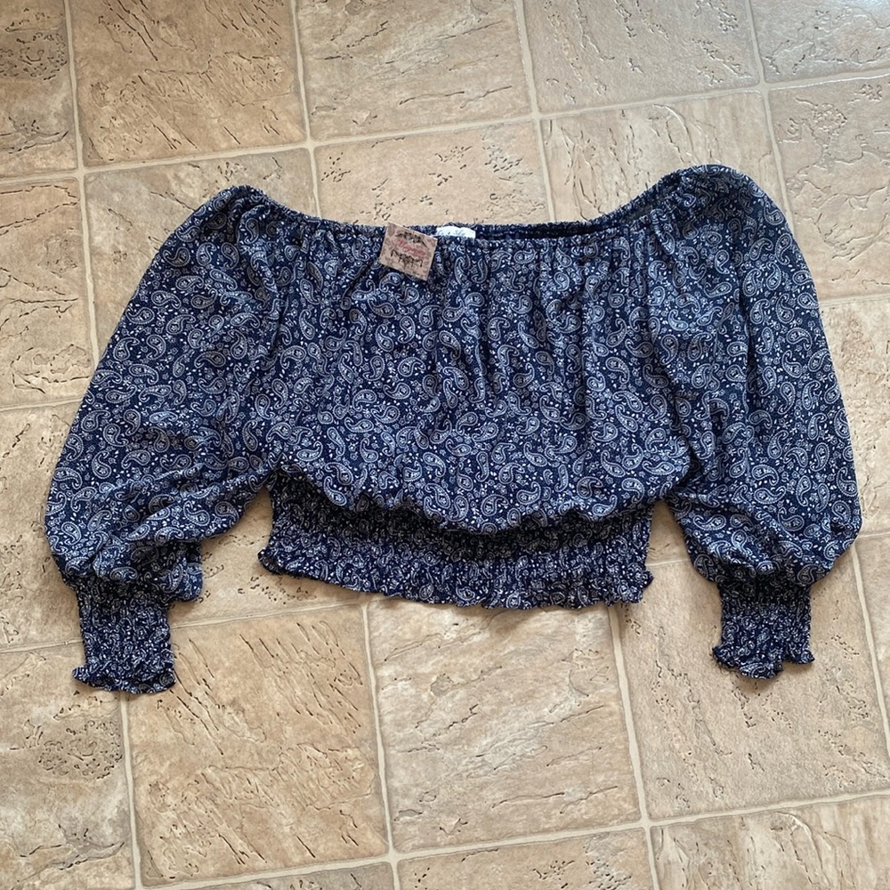 She + Sky Off the Shoulder Long-Sleeve Shirt